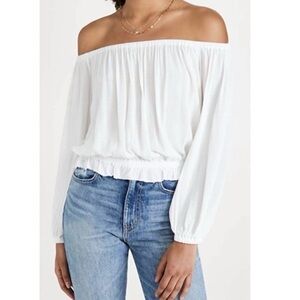 L'Agence Misty Off Shoulder Top White Boho Peasant Cottagecore Medium
